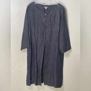 Eileen Fisher Charcoal Button-Up Dress - Size L